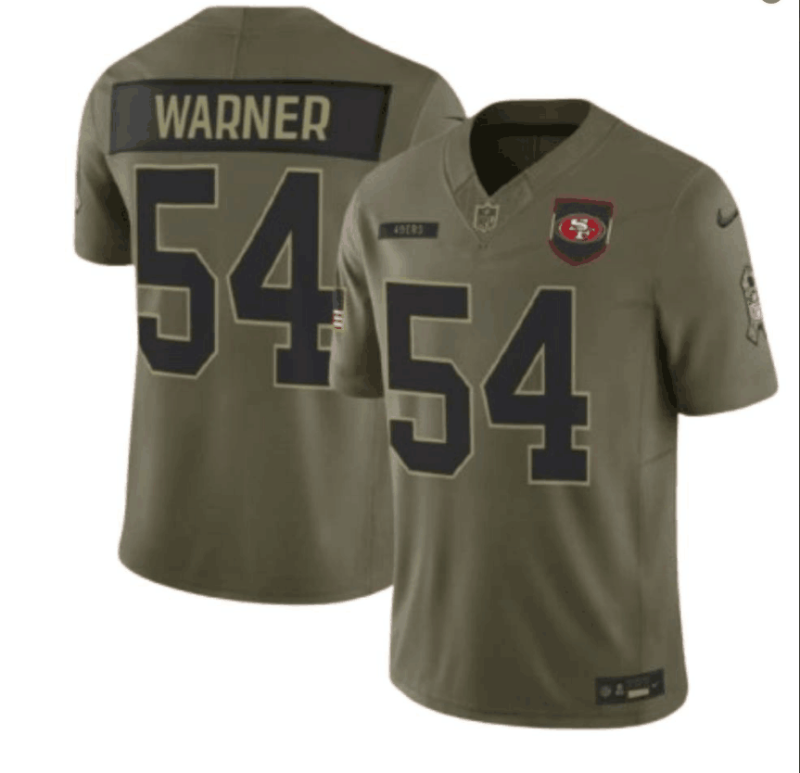 Men NFL San Francisco 49ers #54 Warner green salute service 2025 Nike jersey